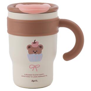 April保温杯可爱水杯吸管带盖马克杯办公室带手柄女生桌面大容量