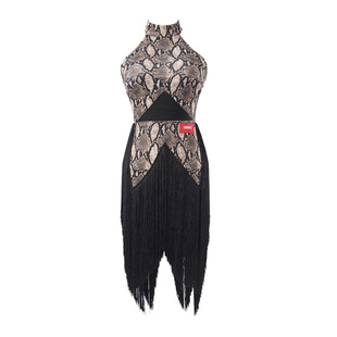 尚芭菲 拉丁舞表演服女成年流苏舞蹈连衣裙套装专业练功服夏L9736