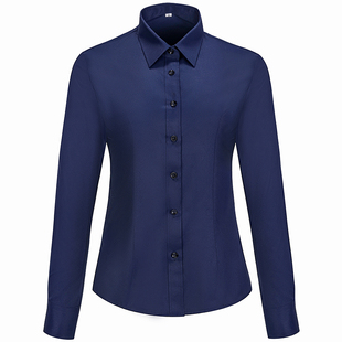 棉白衬衫女长短袖春夏正装工作服考公面试职业装男女同款通勤衬衣