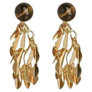 金色羽翼~美拉德风虎眼石流苏耳环女气质百搭耳钉轻奢高级感耳饰