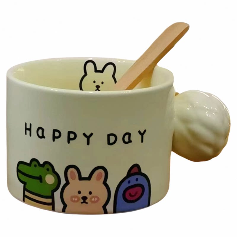 原创简约卡通线条涂鸦陶瓷杯