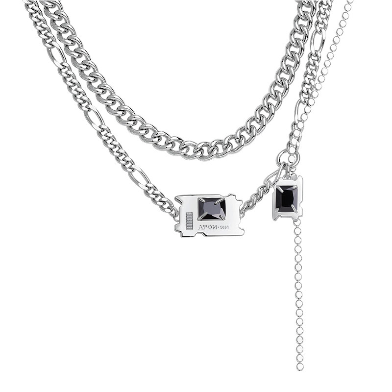 SIM  系列原创小众双层古巴项链镶钻高级感冷淡风中性首饰男