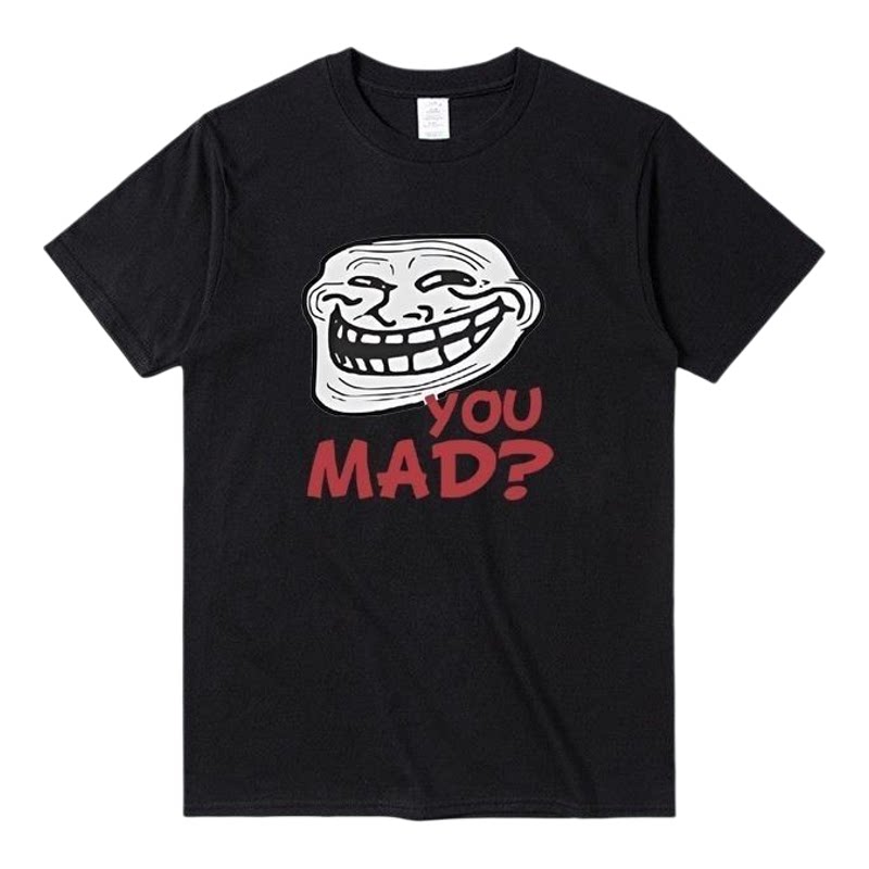 You Mad Troll Face 趣味呆瓜脸巨魔脸时尚圆领夏季短袖T恤打底衫