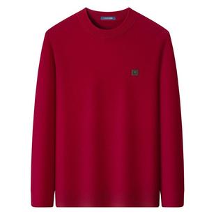 [山羊绒]梦特娇男士纯色羊毛衫25冬季圆领针织衫打底毛衣厚保暖J