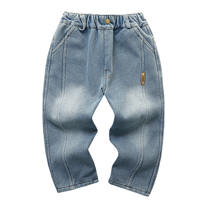 男童加绒裤子秋冬2025新款牛仔裤