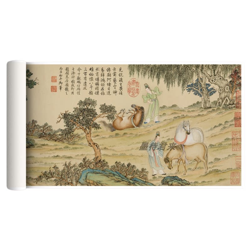 清丁观鹏《摹顾恺之洛神赋图》真迹高清微喷原大复制古画名作长卷