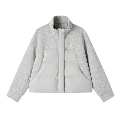 飞鸟和新酒小个子宽松拼接立领羽绒服女2025冬季新款休闲厚上衣