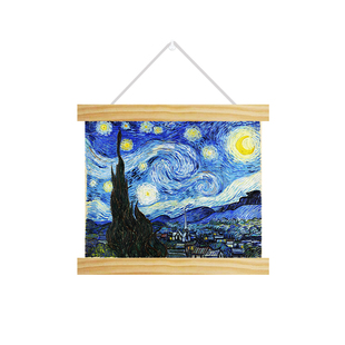 星月夜罗纳河 梵高印刷喷绘仿制油画现代简约装饰画风景画挂轴画