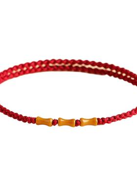 竹节朱砂天然老桃木手链