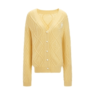 FIVE PLUS立体剪裁收腰复古通勤羊毛V领针织开衫女上衣26春新品