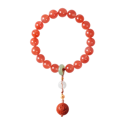 LEFTGO左戈天然樱桃色南红手串女