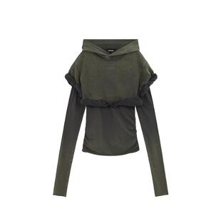 WE11DONE25秋冬女士层叠卷边卫衣简约休闲时尚潮流层次感