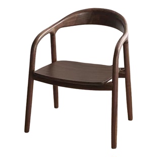 北欧实木餐桌椅子家用餐椅书房办公靠背椅舒美特新中式扶手茶室椅