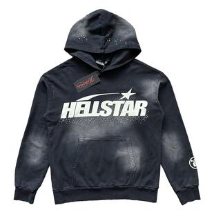 Hellstar Studios Hoodie大logo洗水重工镶钻休闲连帽卫衣