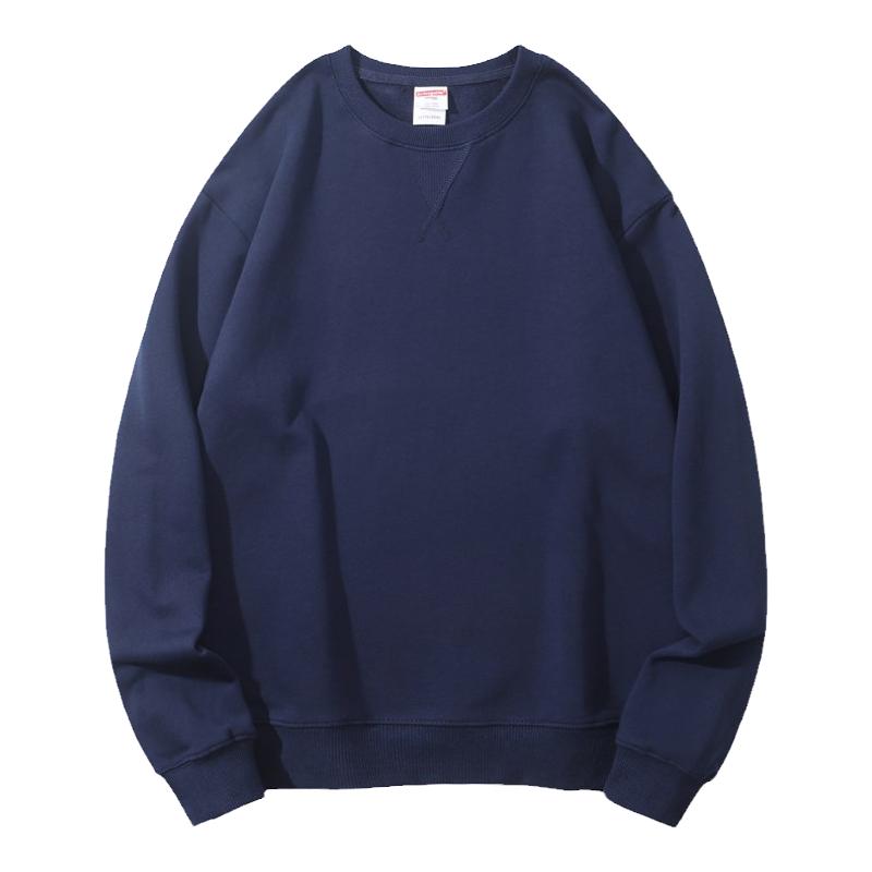 380g重磅毛圈圆领纯棉宽松卫衣定制工作服印logo刺绣长袖团队服