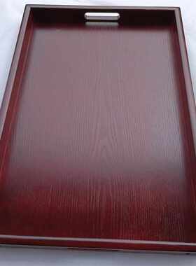 暗红色木托盘木质茶盘长方形水杯托盘复古木盘子杯盘家用酒杯盘