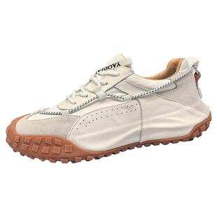 复古牛皮做旧轮胎底包底老爹鞋男鞋轻奢全真皮厚底驾车鞋男鞋