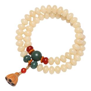 普陀山白玉菩提手串正品旗舰店纯天然奶豆双圈女款手链生日礼物