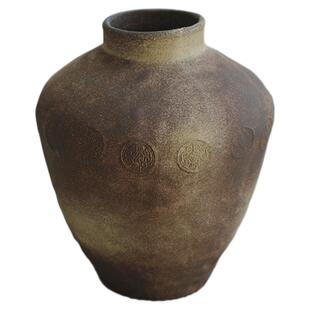 高端复古侘寂风哈克木花瓶粗陶罐花器大号民宿酒店艺术感装饰摆件