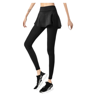 美愫假两件瑜伽裤女高腰提臀健身跑步运动裙裤瑜珈裤九分遮臀外穿