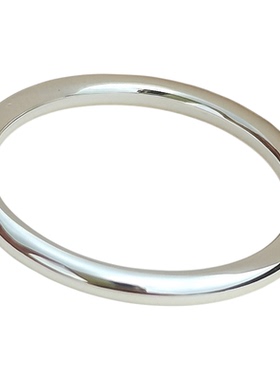 纯银素圈戒指女闭口指环S999足银光面小众设计足银小指男尾戒刻字