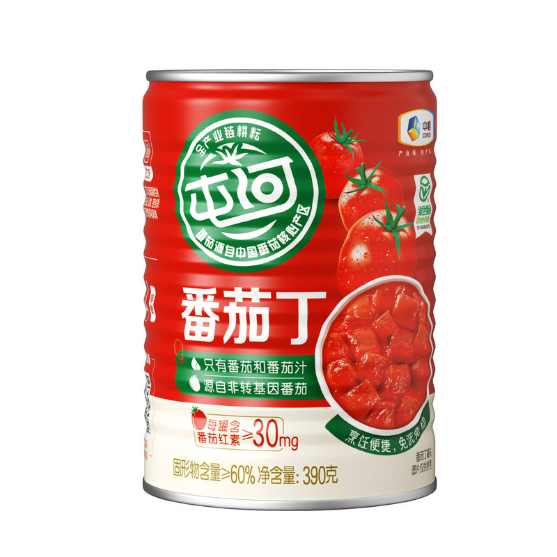 中粮屯河番茄丁390g*12罐蔬菜罐头饭店酱类批发商用轻食