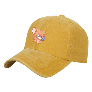 猫和老鼠汤姆猫杰瑞联名可爱遮阳帽子男女户外做旧水洗鸭舌帽潮流