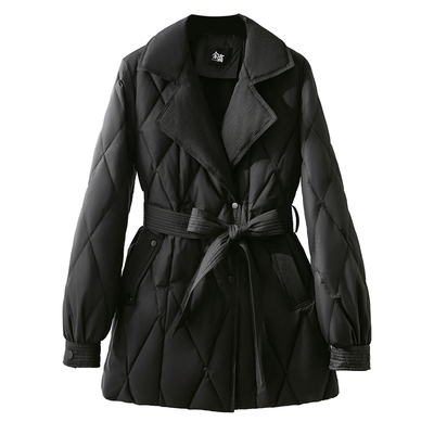 韩版中长款西装领修身羽绒服