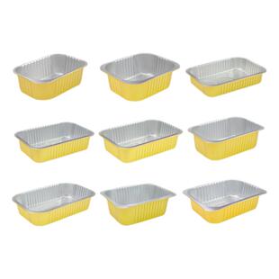 金色锡纸盒长方形一次性餐盒加厚带盖铝箔外卖饭盒打包盒500只装