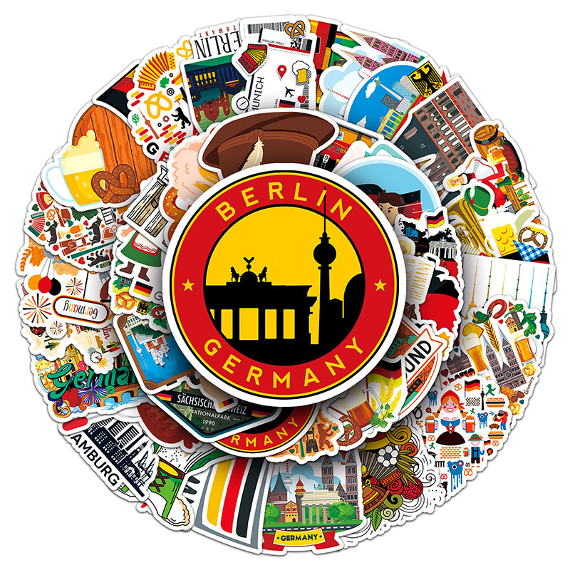 100张德国卡通迷你贴纸慕尼黑啤酒节防水装饰吉他旅行箱水杯贴纸