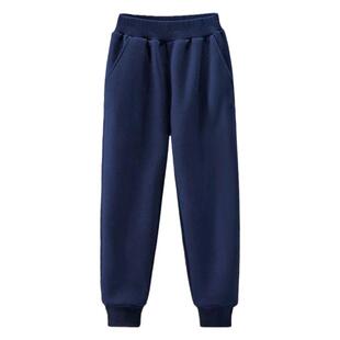 男女学生校服裤子藏青色加绒薄绒束脚裤宝蓝色春秋冬季运动裤收口