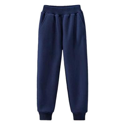 黑色冬季绒蓝色儿童运动裤