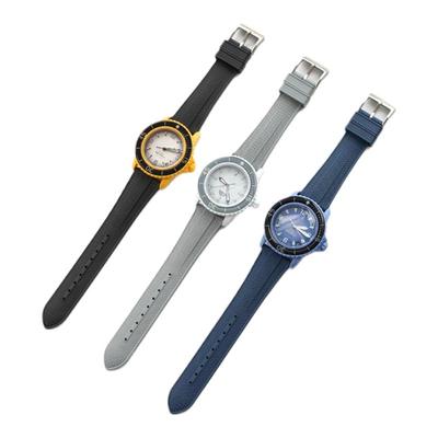 FKM氟橡胶表带方格编织纹适用swatch宝珀联名欧米茄18/20/22/24MM