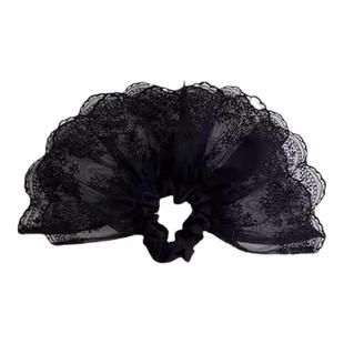 双层裙摆蕾丝发圈大肠法式白色大号少女心花边头花发饰低马尾头绳