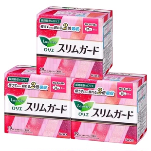日本kao进口花王乐而雅日用卫生巾瞬吸超薄触感绵柔25cm*19片*3包