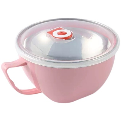 创意家用不锈钢泡面碗带盖