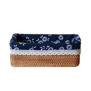 藤编收纳筐越南草编织竹编框客厅桌面长方形日式收纳盒收纳篮子