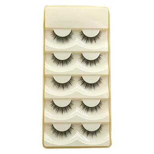 假睫毛自然纤长交叉 纯手工磨尖淡裸妆素颜日常黑梗硬梗假睫毛