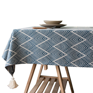 桌布棉麻布艺高级感餐桌布复古简约北欧ins茶几盖布网红提花台布