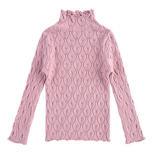 女童毛衣2026秋冬新款女款中大童半高领纯色打底白色儿童针织衫潮