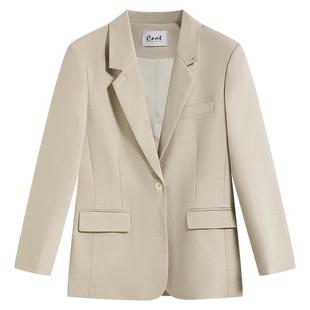 图曼朵藏青色西装套装女士秋季面试职业装正装职场高级感西服外套