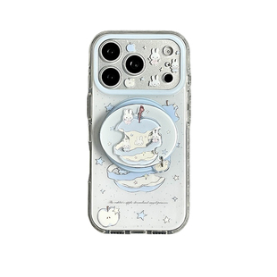 磁吸ins韩风星星蓝苹果米菲兔适用苹果17promax手机壳iPhone16pro新款ip15带支架pm女17全包圆边防摔保护套