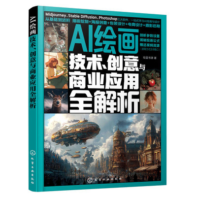 AI绘画 技术创意与商业应用全解析 AI绘画从入门到精通 零基础学AI绘画 Midjourney Stable Diffusion PhotoshopAI绘画入门参考书