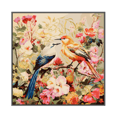 自油自画DIY数字油画喜鹊