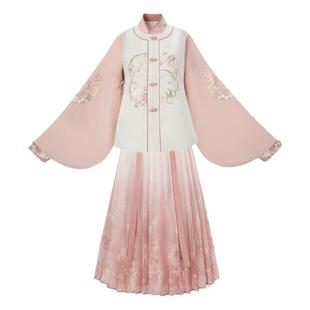 云藏月绣小肥啾原创明制比甲交领琵琶袖汉服女装短袄上衣粉色春夏