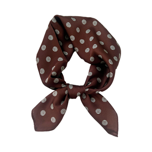 丝巾小方巾女复古棕色波点护颈腰带领巾 搭配衬衫的ins头巾发带