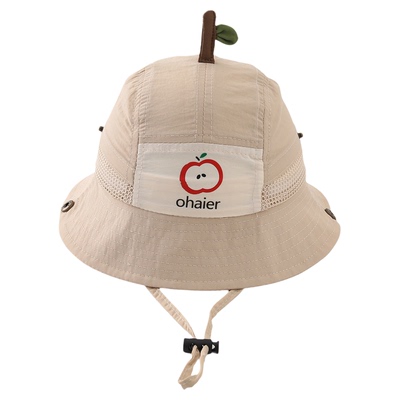 婴儿遮阳帽子夏季薄款透气网眼大帽檐露营帽男女宝宝小月龄渔夫帽