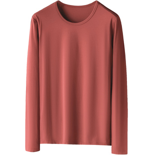 莫代尔长袖t恤男秋冬季抗菌防螨打底衫双面德绒保暖圆领内搭秋衣