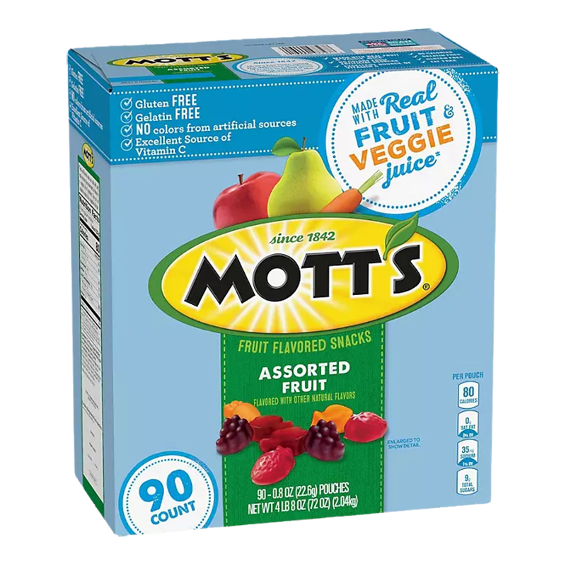 美国直邮 Mott's Assorted Fruat混合水果味什锦软糖22.6g*90包