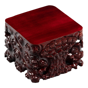 实木整木雕刻大泰山石奇石玉石头花盆鱼缸加高加厚长方底座垫木托